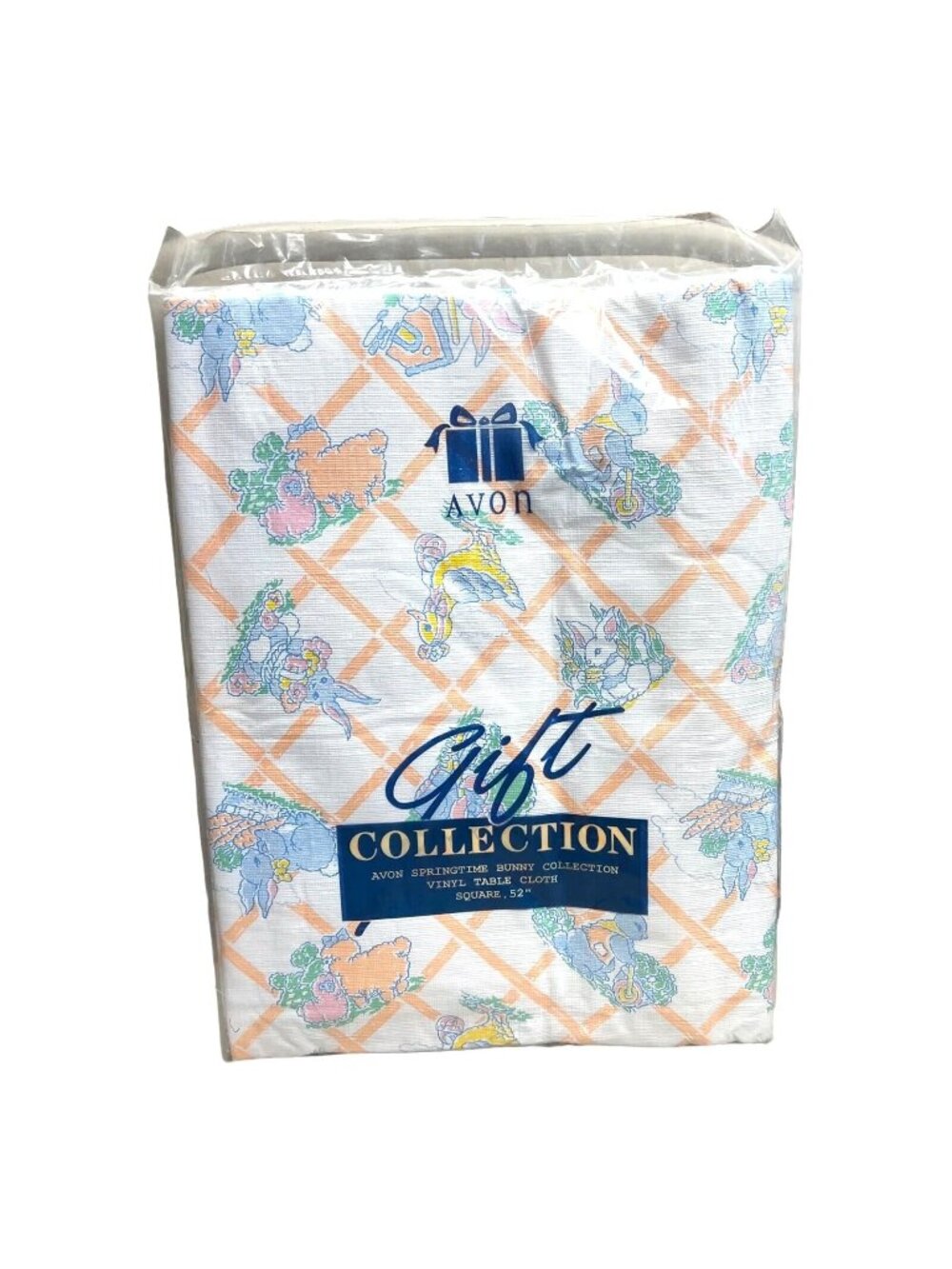 Avon Easter Gift Collection Table Cloth Vinyl Springtime Bunny Duck 52" Easter